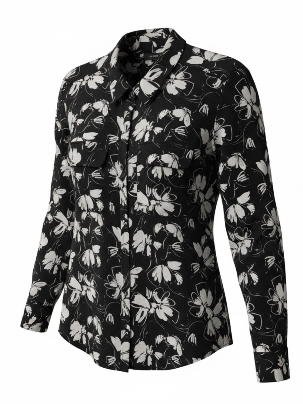 Alfani Black and White Floral Button-Down Shirt